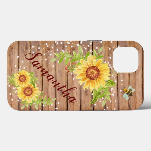 Rustikale Gelbblüte Personalisiert Case-Mate iPhone Hülle (Rückseite (Horizontal))