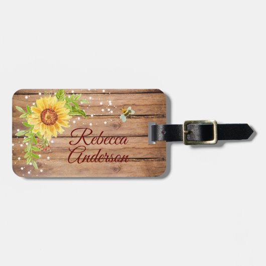 Rustikale Gelbblüte Personalisiert Gepäckanhänger (Vorderseite horizontal)