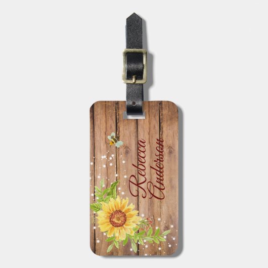 Rustikale Gelbblüte Personalisiert Gepäckanhänger (Vorderseite vertikal)