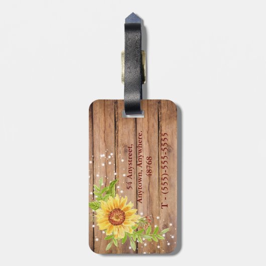 Rustikale Gelbblüte Personalisiert Gepäckanhänger (Rückseite vertikal)
