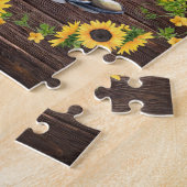 Rustikale Gelbblüten Cowboy Boots Country Puzzle (Seite)