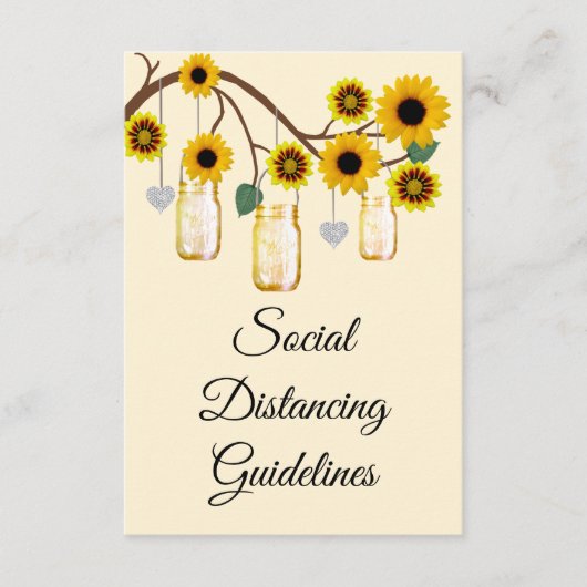 Rustikale Gelbblüten Mason Jar Sicherheitsmaßnahme Begleitkarte (Vorderseite)
