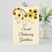 Rustikale Gelbblüten Mason Jar Sicherheitsmaßnahme Begleitkarte (Stehend Vorderseite)