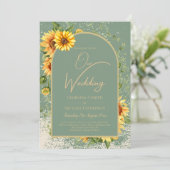 Rustikale Gelbblütenblätter Hochzeitallin1 Einladung (Stehend Vorderseite)