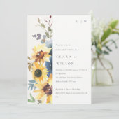 Rustikale Gelbblütenblume Verlobung Einladung (Stehend Vorderseite)