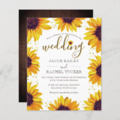 Rustikale Gelbblütendots Einladung zur Hochzeit (Vorne/Hinten)