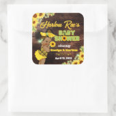 Rustikale Gelbblütendusche Baby Quadratischer Aufkleber (Tasche)