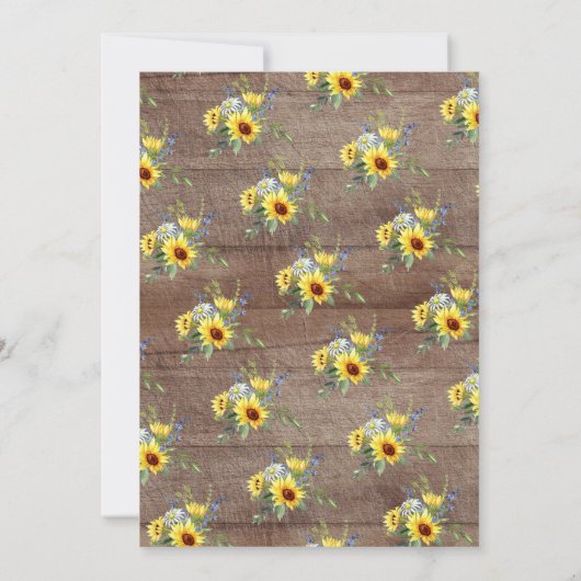 Rustikale Gelbblütendusche Einladung (Rückseite)