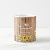 Rustikale Gelbblütenlehrerin Wertschätzung Kaffeetasse (Mittel)