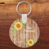 Rustikale Gelbblütenlehrerin Wertschätzung Schlüsselanhänger (Vorderseite)