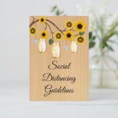 Rustikale Gelbblütenmason-Jars Sicherheitsmaßnahme Begleitkarte (Stehend Vorderseite)