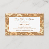 Rustikale gelbe Blumen auf braunem Hintergrund Visitenkarte (Rückseite)