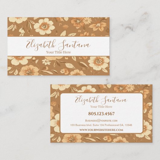 Rustikale gelbe Blumen auf braunem Hintergrund Visitenkarte (Vorne/Hinten)