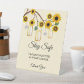 Rustikale Gelbe Blumen Mason Jar Hochzeitsicherhei Sockelschild (In SItu)