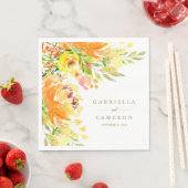 Rustikale gelbe Blumen Wasserfarbenhochzeit Serviette (Beispiel)