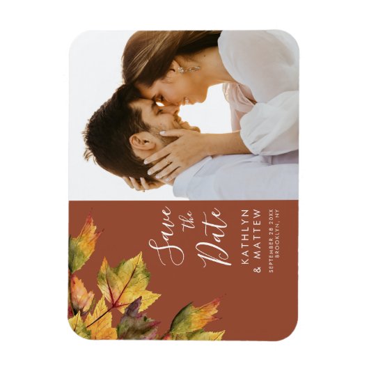 Rustikale gelbe Herbstblättrige Hochzeit im Herbst Magnet (Vertikal)