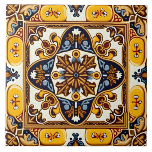 Rustikale gelbe Marineblau Fliese