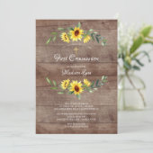 Rustikale Gelbe Sonnenblume Erste Kommune Einladung (Stehend Vorderseite)