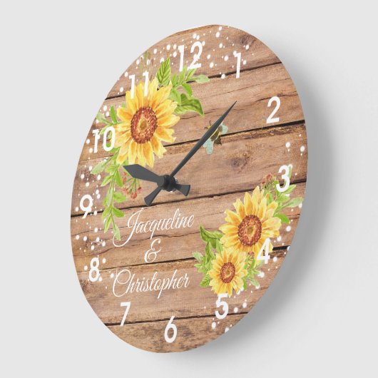 Rustikale gelbe Sonnenblume Große Uhr (Winkel)