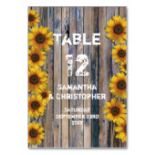 Rustikale gelbe Sonnenblume Land Blumenhochzeit Tischnummer (Vorderseite)