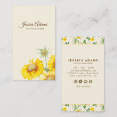 Rustikale gelbe Sonnenblume Wasserfarbenkarte Visitenkarte (Vorne/Hinten)