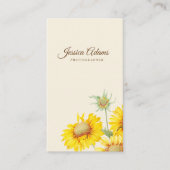 Rustikale gelbe Sonnenblume Wasserfarbenkarte Visitenkarte (Vorderseite)