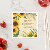 Rustikale gelbe Sonnenblumen Custom Happy Birthday Serviette (Beispiel)