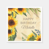 Rustikale gelbe Sonnenblumen Custom Happy Birthday Serviette (Vorderseite)