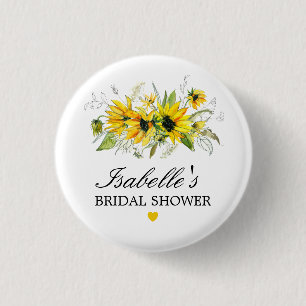 Rustikale gelbe Sonnenblumen-Hochzeitsdusche Button