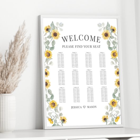 Rustikale gelbe Sonnenblumen Hochzeitsstift Poster