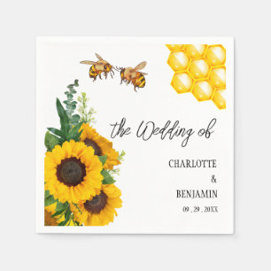 Rustikale gelbe Sonnenblumen- und Bienenhochzeit  Serviette