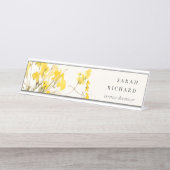 Rustikale Gelbe Wildblume Boho Floral Schreibtischnamensplakette (Vorderseite )