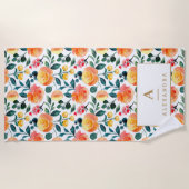 Rustikale Gelborange Blume Monogramm Strandtuch (Vorderseite)