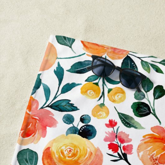 Rustikale Gelborange Blume Monogramm Strandtuch (Beispiel)