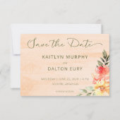 Rustikale Gelborange und Pfirsichfarben Rose Save The Date (Vorderseite)