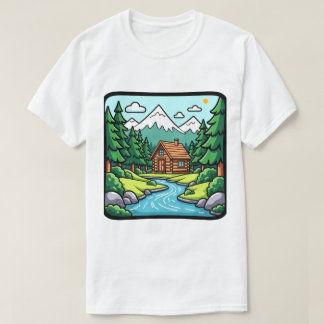 Rustikale gemütliche Holzhütte Wald Natur friedlic T-Shirt
