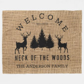 Rustikale gemütliche Hütte Willkommen Familienname Fleecedecke (Vorderseite (Horizontal))