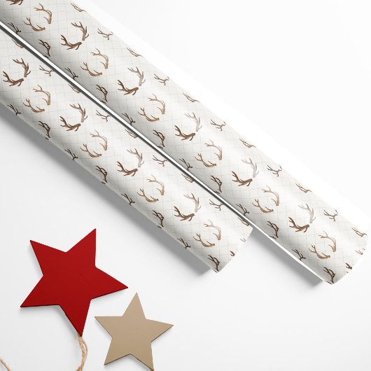 Rustikale, gemütliche Kabine Antler Geschenkpapier