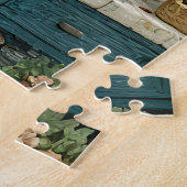 Rustikale gemütliche Kochszene mit Hund Puzzle (Seite)