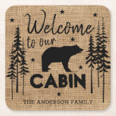 Rustikale Gemütlichkeit Willkommen in unserem Kabi Rechteckiger Pappuntersetzer (Vorderseite)