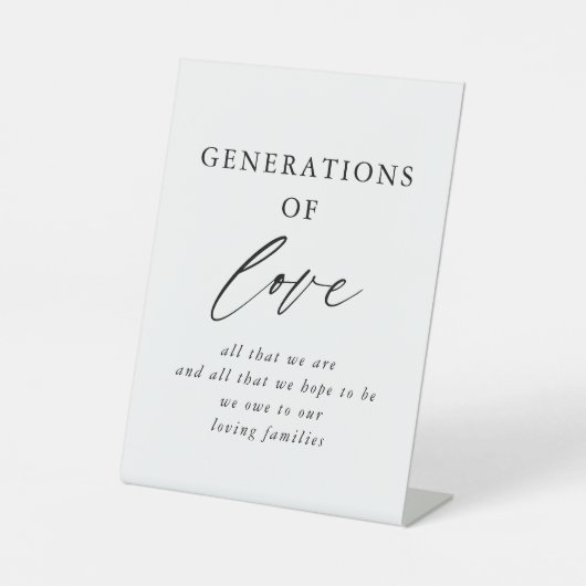 Rustikale Generationen von Liebe-Hochzeitsskripten Sockelschild (Vorderseite)