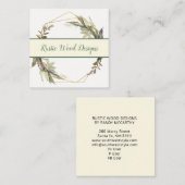 Rustikale geometrische Blätter Krängungsmonogramm Quadratische Visitenkarte (Vorne/Hinten)