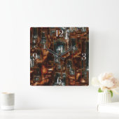 Rustikale geometrische Block 3D-Look Moderne Kunst Quadratische Wanduhr (Zuhause)