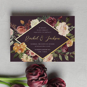 Rustikale geometrische Blumige Hochzeit Folieneinladung