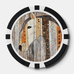 Rustikale geometrische Boho-Holzmaserung Pferd Pokerchips