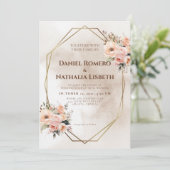 Rustikale geometrische Goldrahmen-Hochzeit Einladung (Stehend Vorderseite)