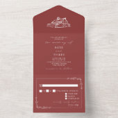 Rustikale, gepeitschte Red Farm Wedding RSVP All In One Einladung (Innen Boden)