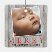 Rustikale, gepolsterte Fotos zum Feiertag Keramikornament (Rückseite)