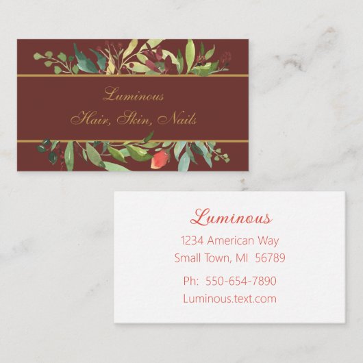 Rustikale Gerahmte florale Visitenkarte an der Gre (Vorne/Hinten)