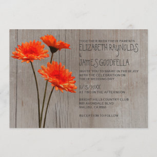 Rustikale Gerbera-Daisy-Hochzeitseinladungen Einladung